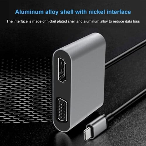 New 4 In 1 Type-C To HD-compatible 4K VGA USB C 3.0 Hub Adapter For MacBook Nintendo Samsung Dex Huawei Xioami 10 TV Adapter