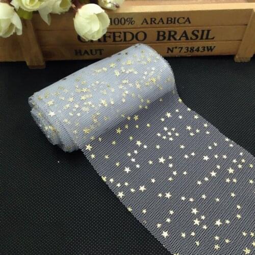 5m/lot 8cm Gold Stars Tulle Roll For DIY Fabric Spool Crafts Accessories Wedding Table Decoration Crafts Festive Party Supplies