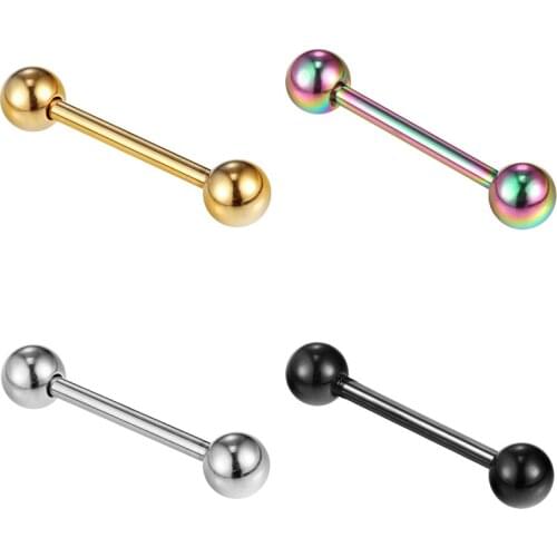 50PCS Fashion Colorful Stainless Steel Tongue Piercing Titanium Straight Barbell Tongue Rings Body Piercing Jewelry