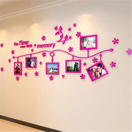 6pcs Frames Photo Wall Three-dimensional crystal TV backdrop wall stickers bedroom living room Home decor acrylic sticker decals