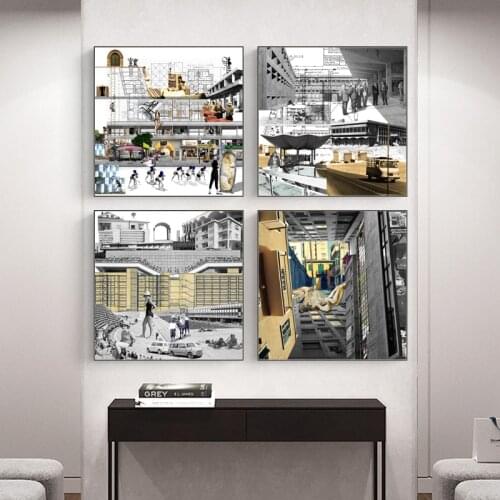 Abstract Modern Overlap Building Car Kids Women Canvas Print Painting Poster Wall Art Pictures Canvas LivingRoom Office HomeDeco