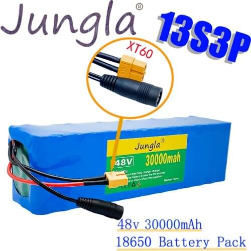 100% actual capacity 48V 30ah 1000W 13s3pxt60 plug 18650 battery pack 54.6V electric bicycle battery scooter, 25A discharge