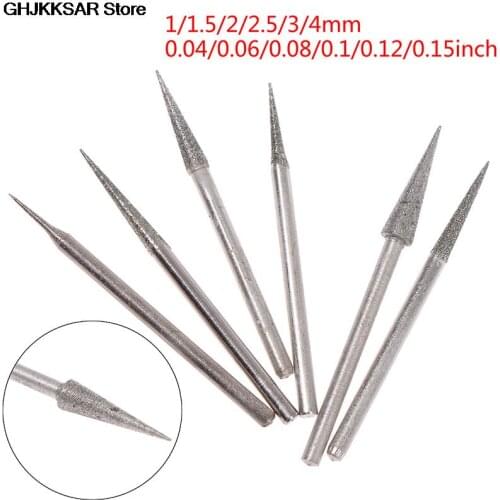 NEW 6Pcs 1-4mm Diamond Grinding Head Needle Bits Burrs Engraving Carving Tool 2.35mm Shank D Needle