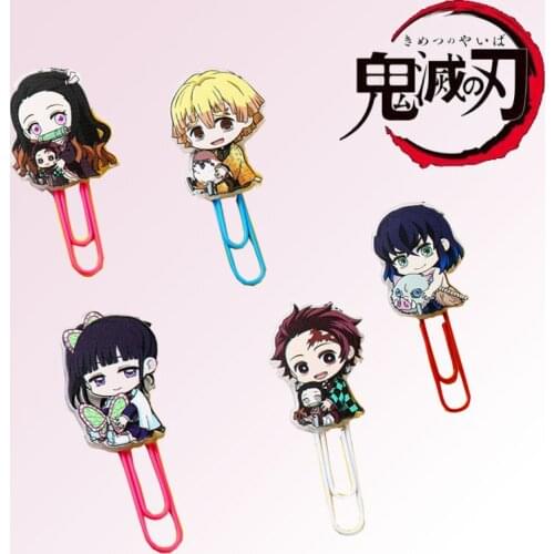Anime Demon Slayer Tanjirou Nezuko File Folder Paper Clip Creative Cartoon Kawaii Accessories Office Learning Supplies Gift