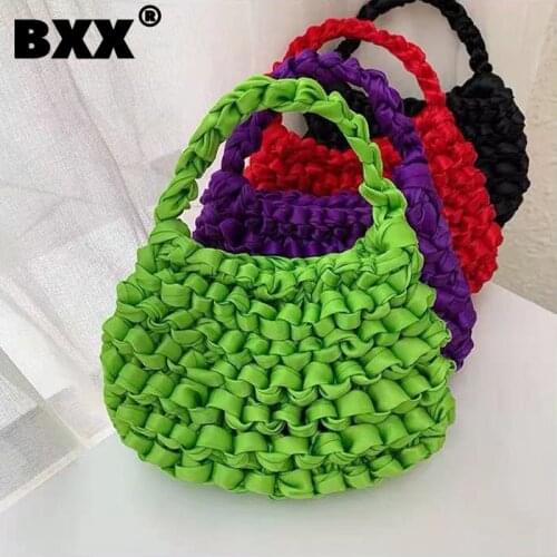 [BXX] Women New Branded Scarf Silk Woven Bag Autumn Cute Fluorescent Green Phone Bag All-match Fashion Handbag Tide 2021 GF0118
