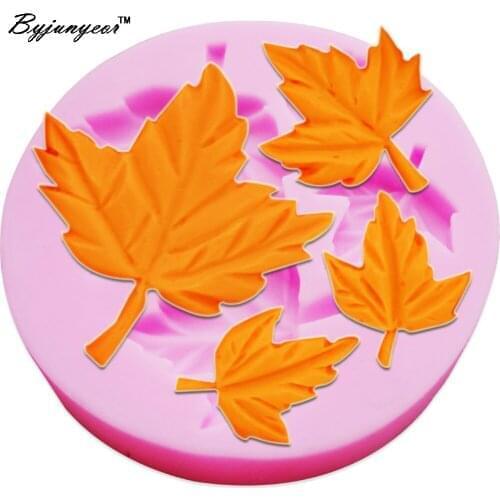 Byjunyeor M098 Epoxy UV Resin Maple Leaf Silicone 3D Flower Mold Fondant Cake Decorating Tools Mould Silicone Soap Cooking Tools
