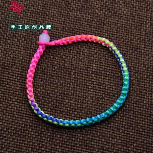 DANS ELEMENT Fashion Unisex Jewelry Double Layer String Handmade Braided Rope Men Women Hand Strap Charm Bracelet B003-multi