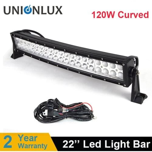 Double Row 22 inch 120W Curved LED Light Bar Offroad Work Light Lamp IP67 Waterproof Combo Spot Flood Beam For Car Tractor SUV