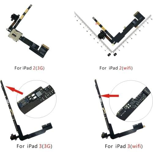 Audio Volume Headphone Audio Headset Jack Flex Cable For iPad 2 3 5 Air Pro 9.7 Mini 1 2 3 CDMA 4G 3G Wifi Version