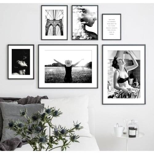 Black and White Canvas Poster Living Room Bedroom Home Decor Poster and Prints Wall Art Painting for Girl Room