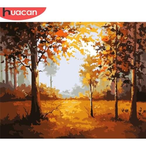 HUACAN Paint By Number Autumn DIY Pictures By Numbers Forest Kits Hand Painted Painting Art Drawing On Canvas Gift Home Decor