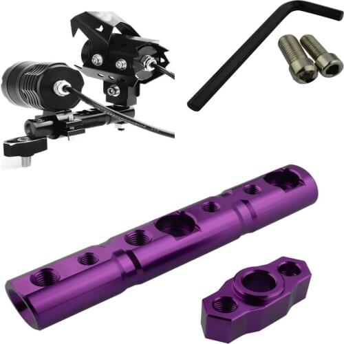 Purple Motorcycle Parts CNC Motorcycle Handlebar Rearview Mirror Extended Mount Bracket Bar Spotlight Cell Phone Holder 8mm/10mm