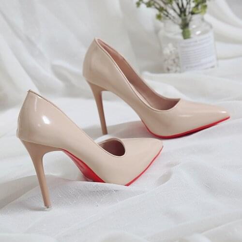 2020 Hot Sell Classic Women Shoes Pointed Toe Pumps Patent Leather Dress high Heels Boat Wedding Zapatos Mujer Red Wedding