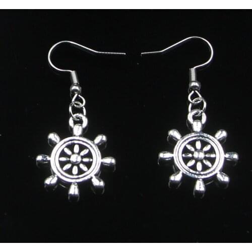 Fashion Handmade Simple Design 22*20mm Ships Wheel Helm Rudder Drop Earrings For Women Gift Fashion Jewelry Cute Small Object