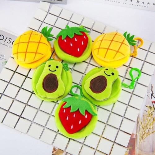 Cartoon Plush Avocado Coin Purse Cute Fruit Girl Wrist Coin Wallet women fashion Key Case Earphone Pouch Coin Bag Kids Gift