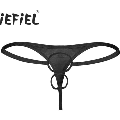 New Arrival Mens Lingerie Sissy Patent Leather G-string with Penis Hole Loop Bikini G-string Thongs Triangle Panties Underwear
