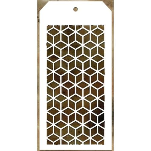 2021 New Label Tag Plastic Stencil For Craft Making 3D Square Pattern Scrapbooking Background Greeting Card No Metal Cutting Die