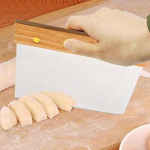 Stainless steel cutting flour knife scraping panel toast bread cutting baking tool Kitchen Dough Cutter Scraper Dough Knife Wood