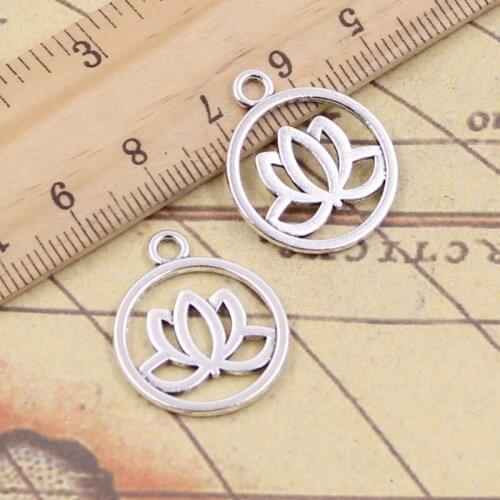 20pcs Charms Lotus Flower 23x20mm Tibetan Silver Pendants Antique Jewelry Making DIY Handmade Craft For Bracelet Necklace