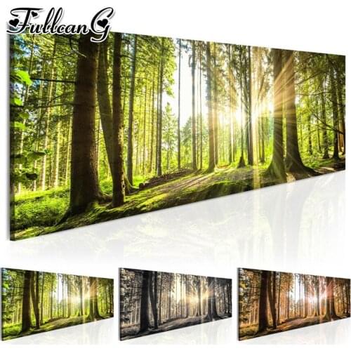 FULLCANG full square round drill large diy diamond painting Sunshine Green Tree 5d mosaic embroidery natural home decor FC1965