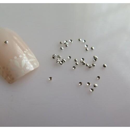 MD-783 3D Approx. 100pcs/bag Tiny 1MM Silver Round Metal Stud Metal Nail Art Decoration
