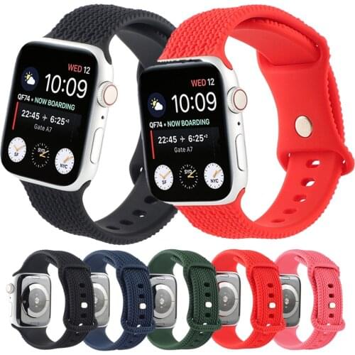 Sport Silicone Strap for Apple Watch 44mm 40mm 42mm 38mm Waterproof Rubber Wrist Band Bracelet for iWatch Series 6 SE 5 4 3 2 1