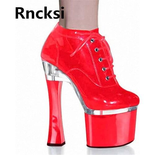 Rncksi Women High-Heeled Platform Pole Dance Shoes Fashion Shoes 18cm Square Heel Ankle Womens Pumps