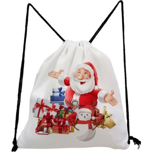 Christmas Printed Backpack Storage Bag Unisex Shopping Bag Fashion Teenager Bookbag Drawstring Bag Shoe Pocket Girl Womens Gift