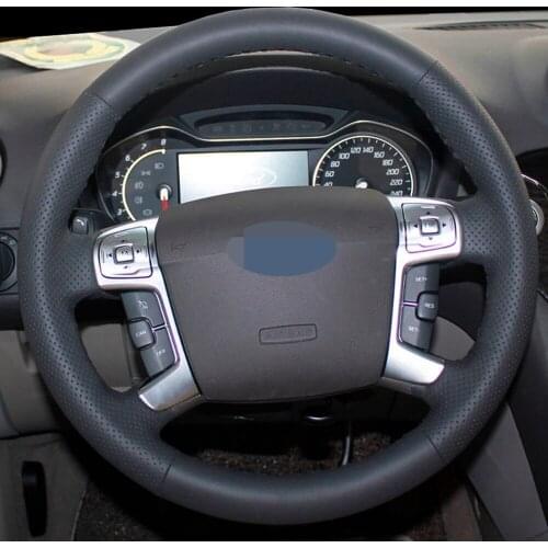 DIY Black Faux Leather Anti-slip And Wear-Resistant Car Steering Wheel Cover For Ford MONDEO 2007-2012 CHIA-X S-MAX 2007