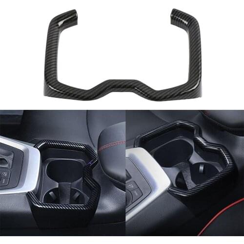 Carbon Fiber Inner Water Cup Holder Frame Cover Trim For 2019 2020 Toyota RAV4 Water Cup Holder Frame Cover Trim