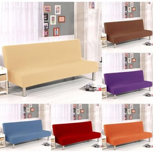 Universal Armless Folding Sofa Bed Cover Tight Wrap Solid Color Colorelastic Spandex Slipcovers For Living Room Home Decor