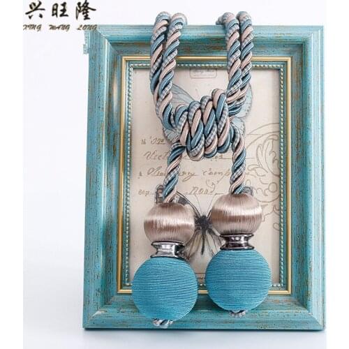 XWL 2Pcs 4 Balls Curtain Tiebacks Hanging Belt Straps Ropes Tassel Fringe Curtain Accessories Brush Bind Buckle Clasp Tieback