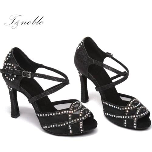 Women Ballroom Latin Dance Shoes Rhinestone Salsa Tango Social For Ladies Heels 10cm Girls' Profession Dancing Salsa Shoes L418