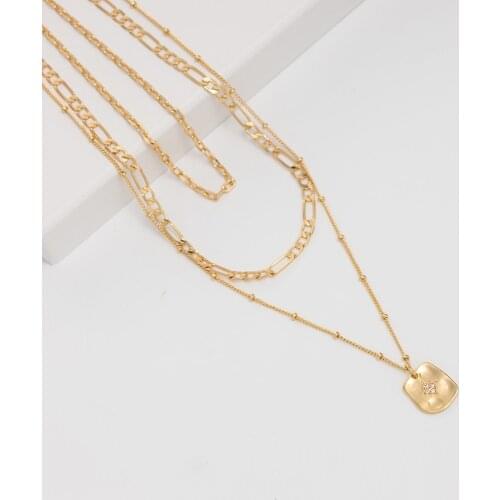 Jaeeyin 2021 Delicate Layered Choker Necklaces Handmade Coin Pendant Multi-layer Adjustable Chain Gold Plated Necklace for Women
