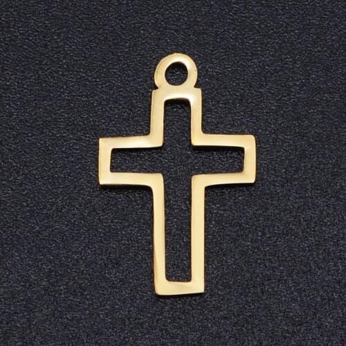 10pcs/Lot 100% Stainless Steel Hollow Cross Charms DIY Pendant For Making Necklace Bracelet Jewelry