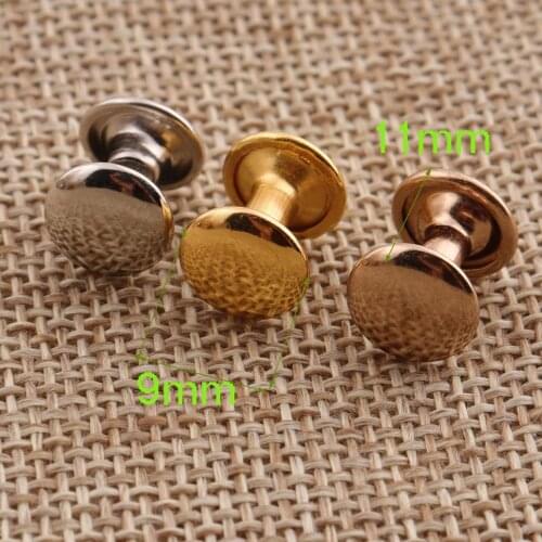 100sets 9MM*11MM Gold/Pale Gold/Silver Double Cap Round Rivet Leathercraft RivetS Fastener Snaps Prong