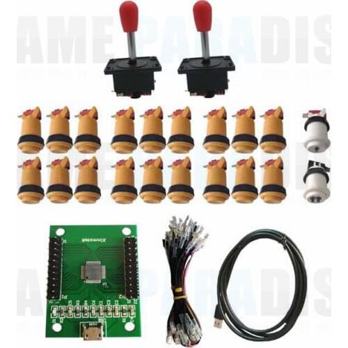 2 Players USB Arcade Game DIY Kit for PC PS3 and Raspberry Pi, HAPP joystick and American push buttons