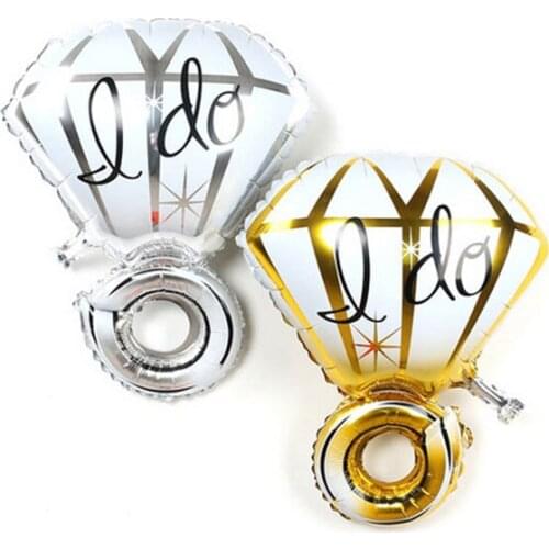 2pcs 70*50cm diamond ring on the ring shape aluminum balloons gold silver two wedding decoration holiday party