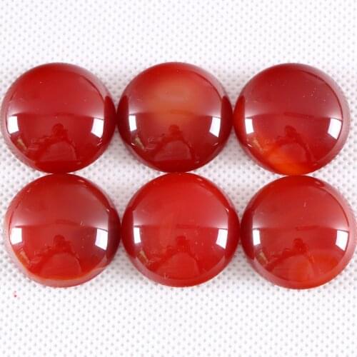 2Pcs/Lot 25MM Round Cabochon Natural Gem Stone Red Carnelian Onyx No Drilled Hole Bead For Jewelry Making Bracelet Earring K1062