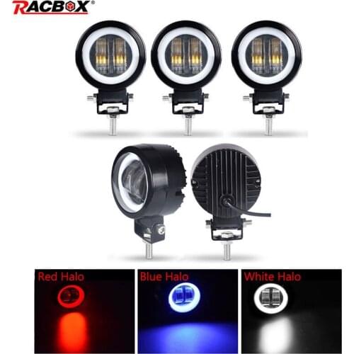 3 Inch 7D Led Work Light Square Round White Blue Red Angel Eyes Daytime Running Lights Waterproof Offroad Driving Lamp 12V 24V