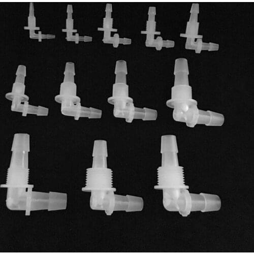 1Pcs 2.4mm-11.1mm Plastic Threaded 90 Degree Elbow Connectors For Aquarium System (With Nuts)