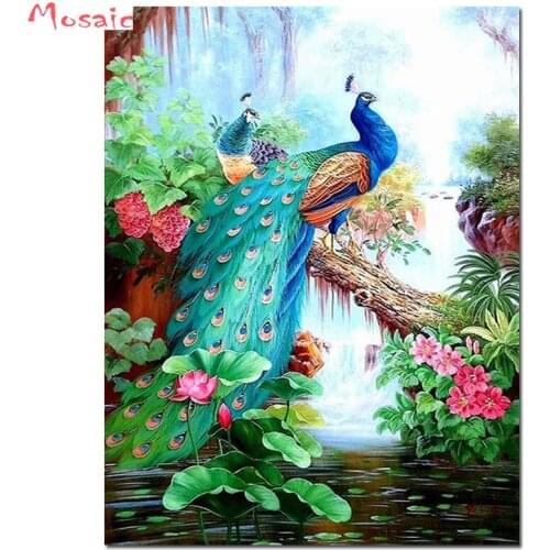 5D DIY Diamond Painting peacock Cross Stitch Full Diamond scenery lake flower bird diamond Embroidery rhinestones Christmas gift