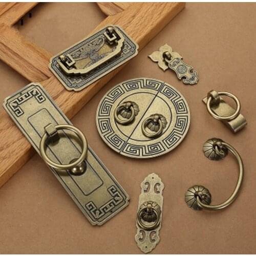 64mm chinese retro style furniture door handle antique bronze drop ring drawer cupboard dresser kitchen cabinet wardrobe knob