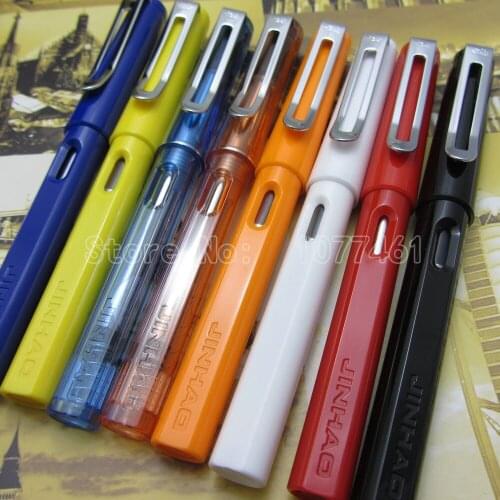 8PCS Jinhao office Writing Fountain Pen Black White Red Blue Yellow Transparent Orange Blue J72FT2