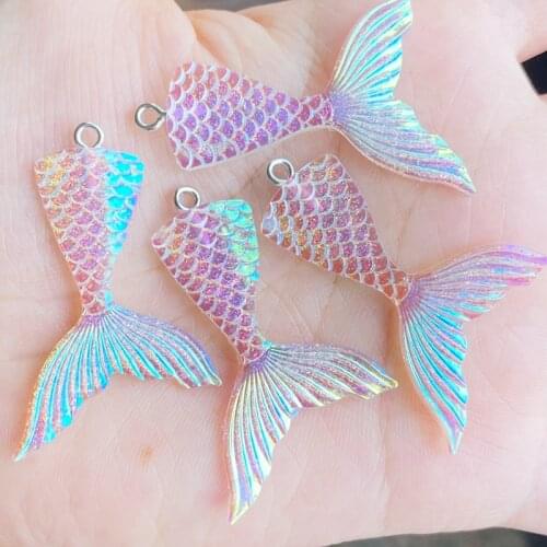 8Pcs New Mini Shiny Fishtail With Hook Flat Back Resin Cabochons Scrapbooking DIY Jewelry Craft Decoration Accessorie J68