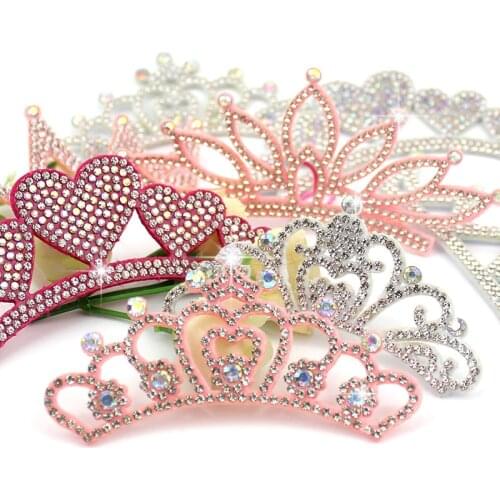 8Pcs Rhinestone Crown Appliques for Babys Hair Clip Headwear Crafts Cap Shoes Jeans Patches Decoration Accessories Wholesale