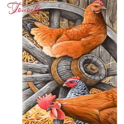 Diamond embroidery cock hen diamond painting full square round diamond mosaic rhinestone fantasy animal home wall decor art