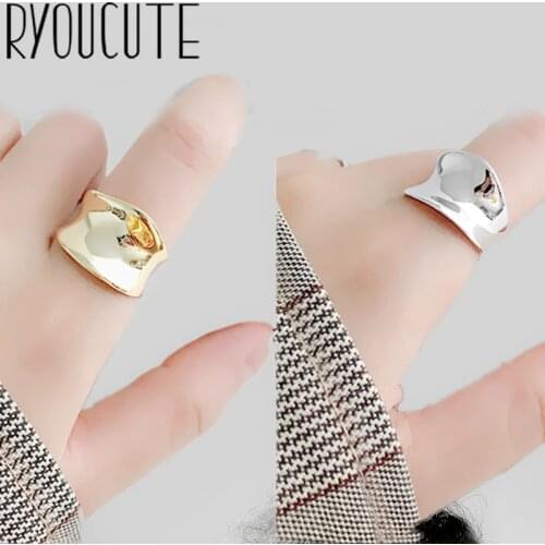 Bohemian Vintage Glossy Smooth Chains Rings For Women Men Open Retro Antique Rings Wedding Jewelry
