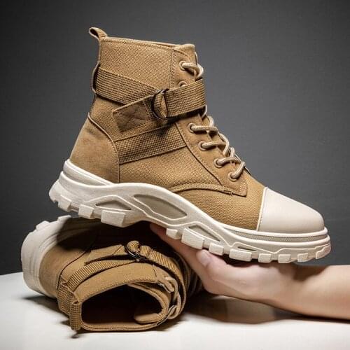 Y178 Autumn Winter Men Military Boots Outdoor Fashion Canvas lace-up High Top Shoes Male Retro Casual Ankle Martin Tooling Botas