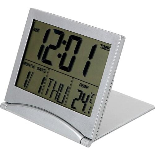 Alarm Clock Foldable Desk Clock Home Decor Electronic Clocks LCD Digital Time Date Temperature Timer